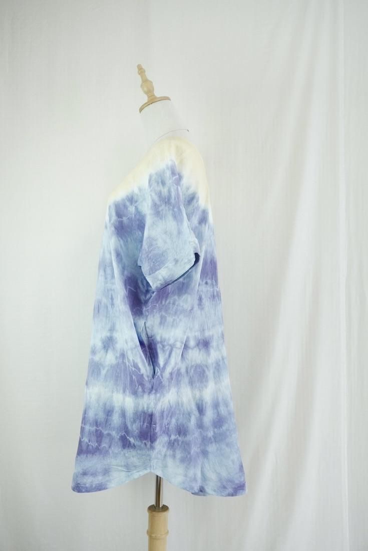 French Linen Short Relax Dress Lavender x Custard