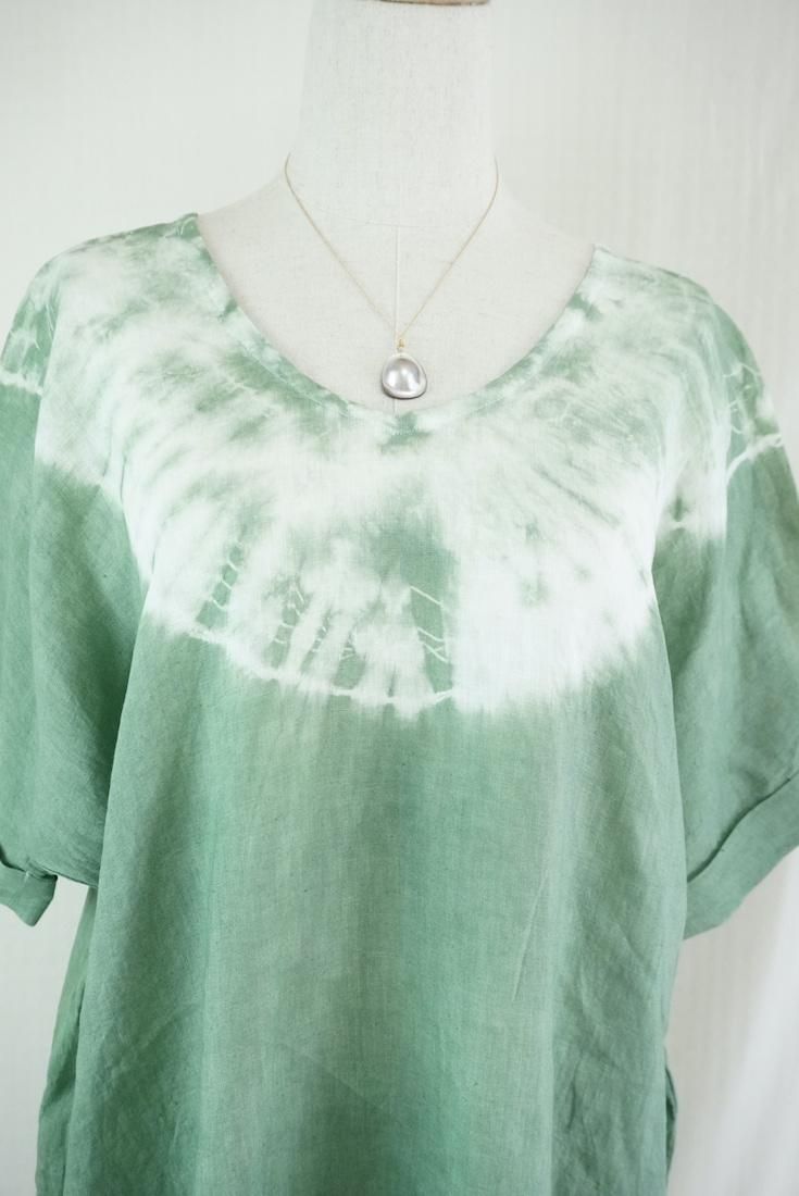 French Linen Short Relax Dress Junglegreen