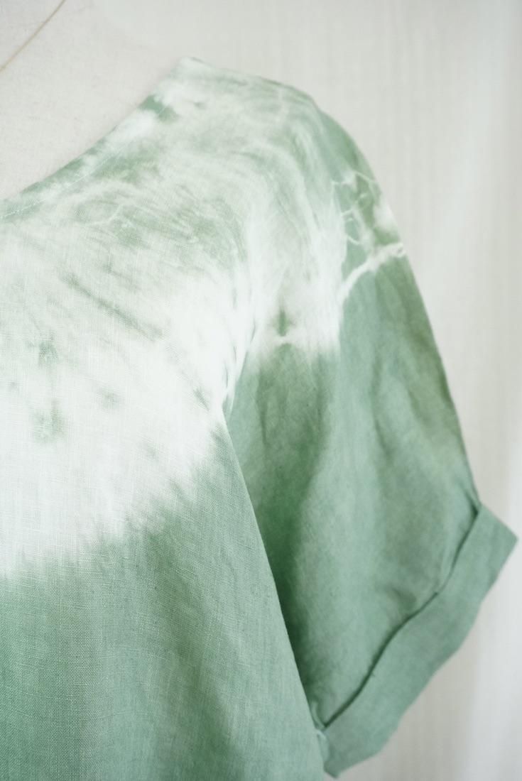 French Linen Short Relax Dress Junglegreen