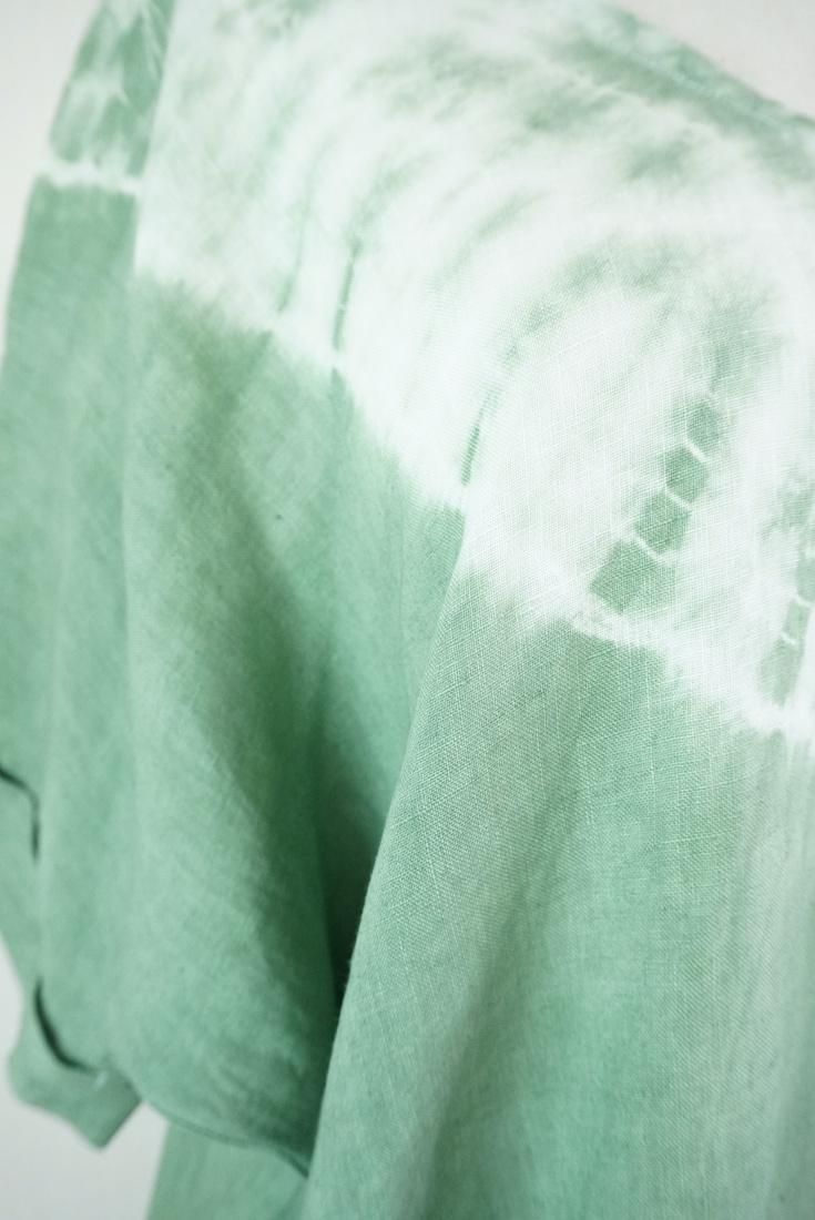French Linen Short Relax Dress Junglegreen