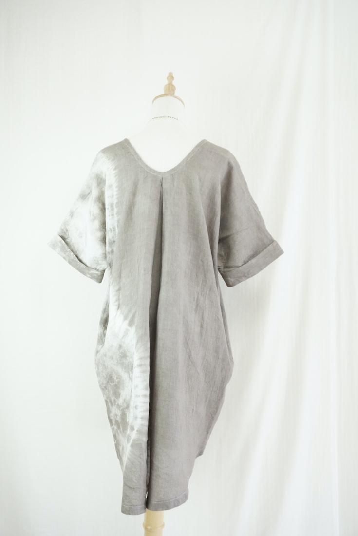 French Linen Short Relax Dress Taupe