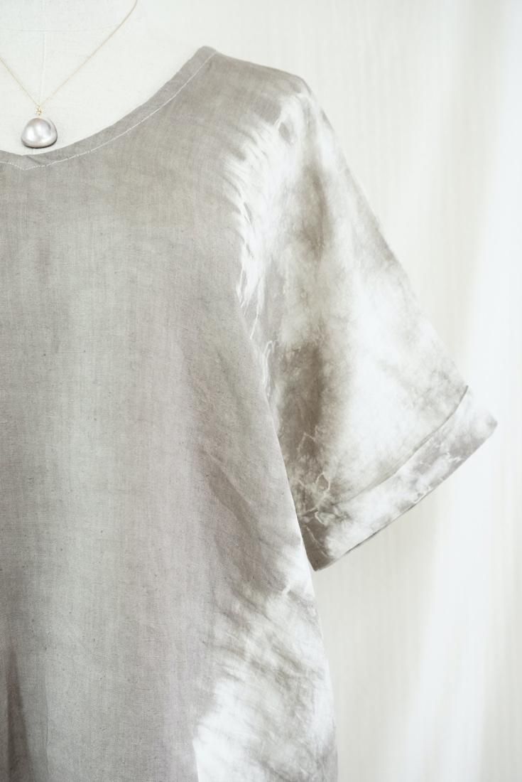 French Linen Short Relax Dress Taupe