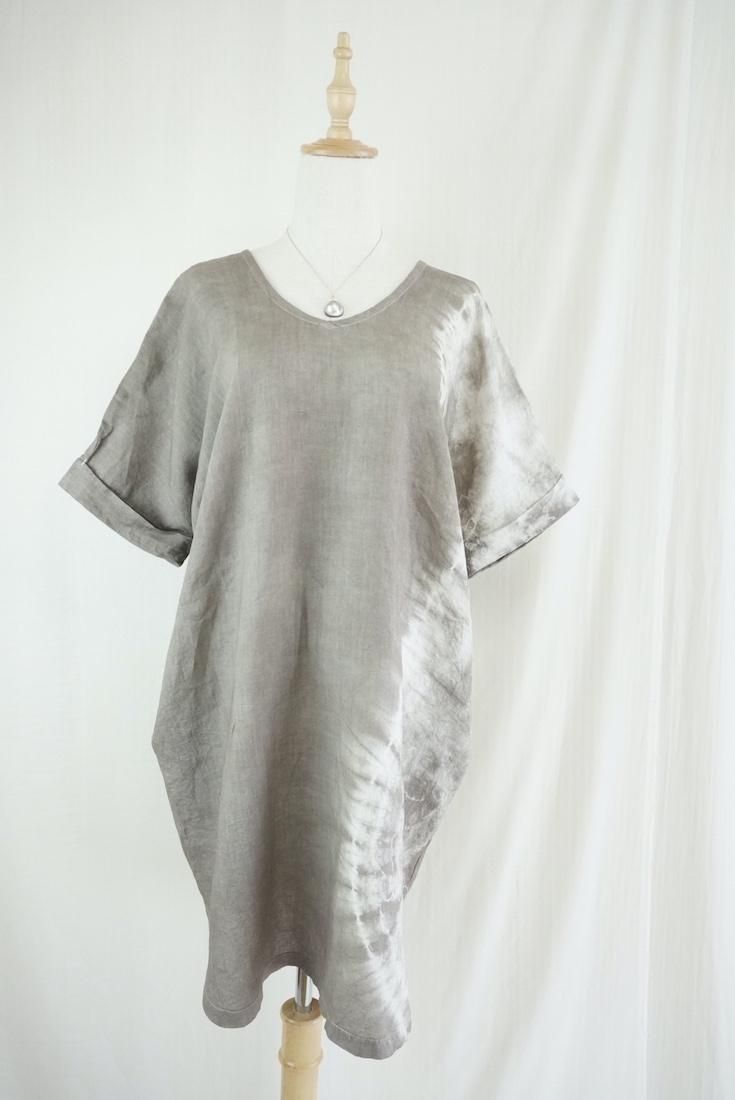French Linen Short Relax Dress Taupe
