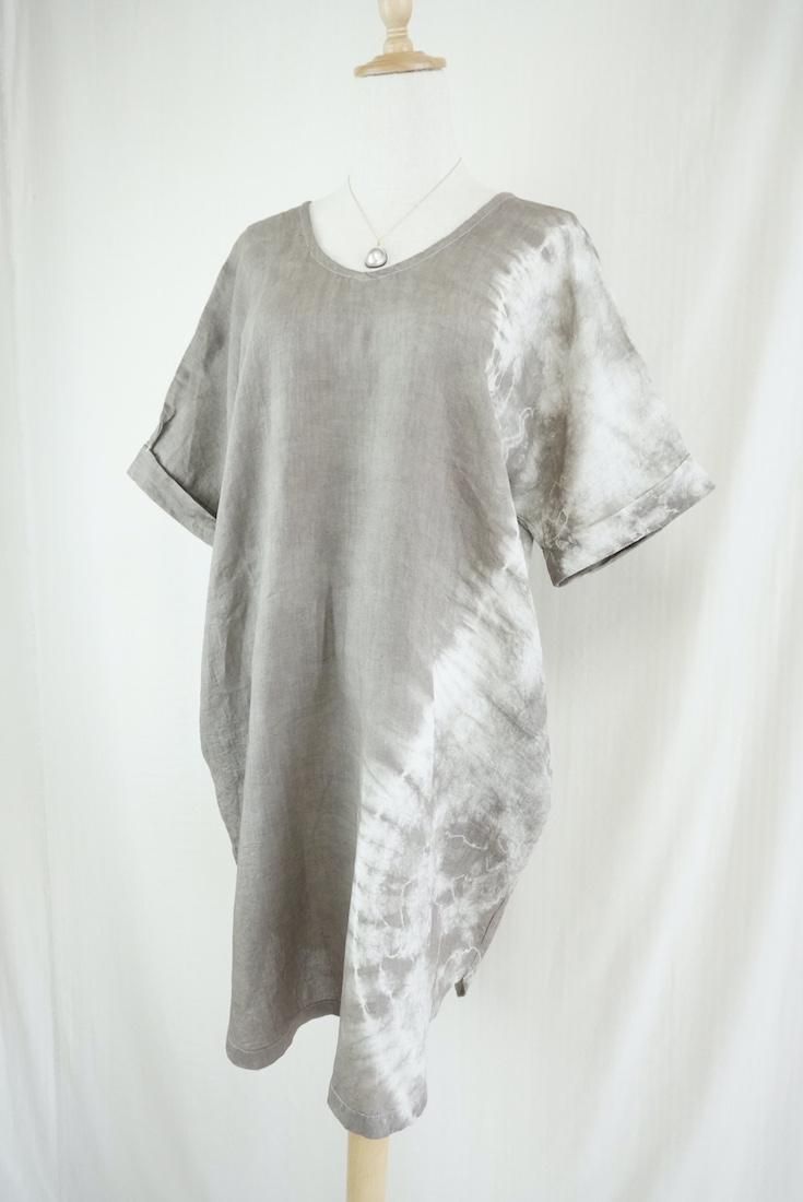 French Linen Short Relax Dress Taupe