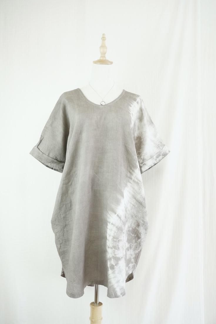 French Linen Short Relax Dress Taupe