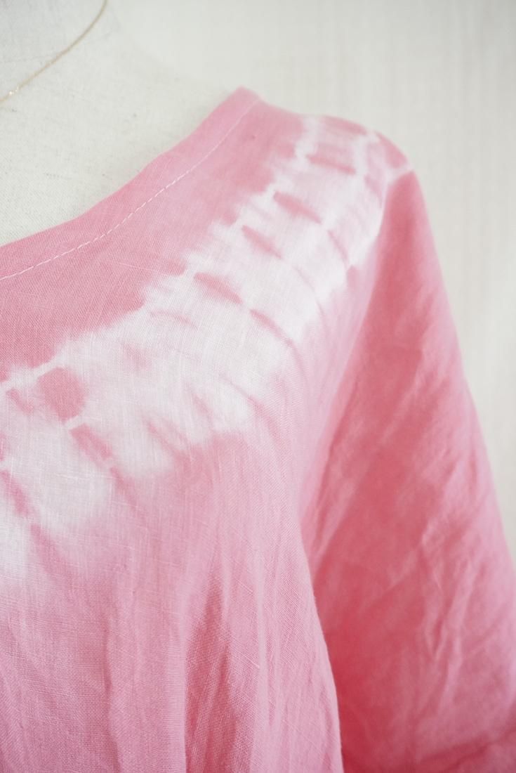 French Linen Short Relax Dress Bougainvillea