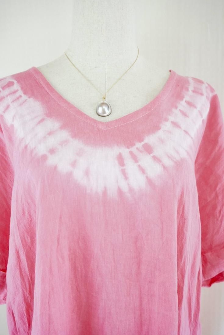 French Linen Short Relax Dress Bougainvillea