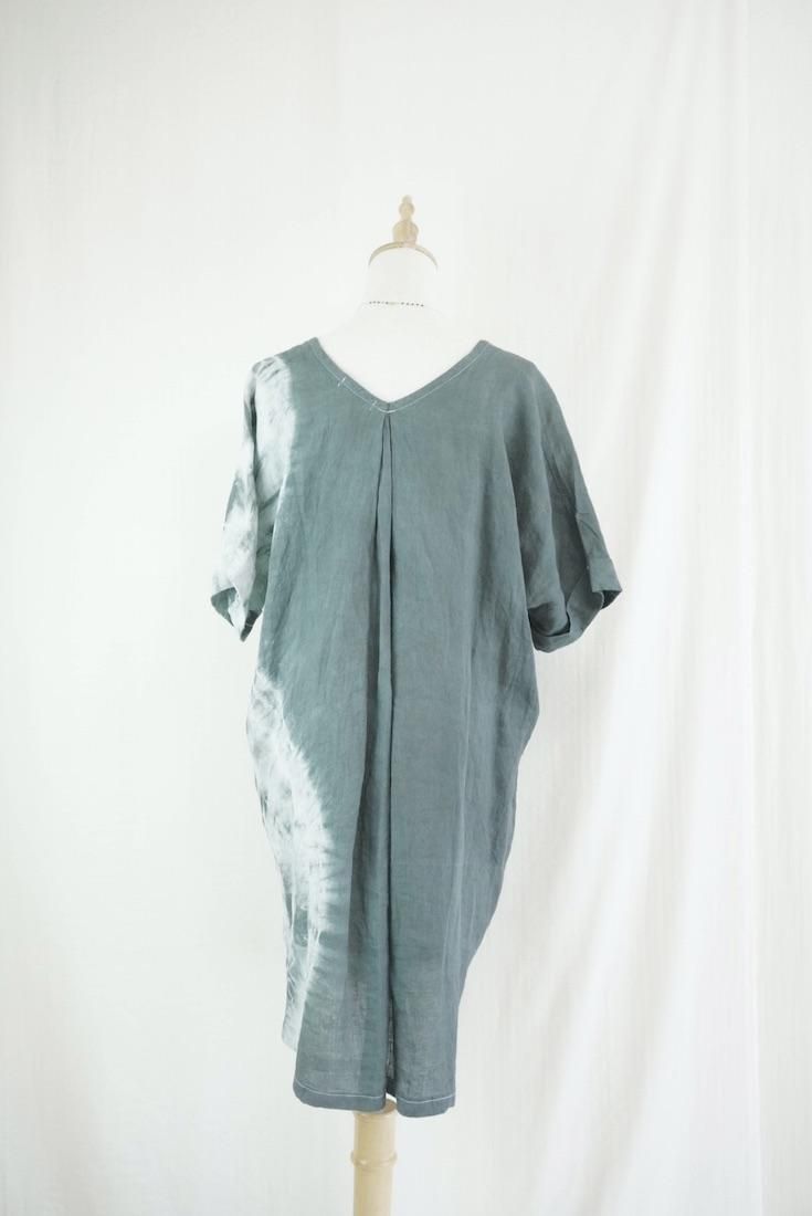French Linen Short Relax Dress Black