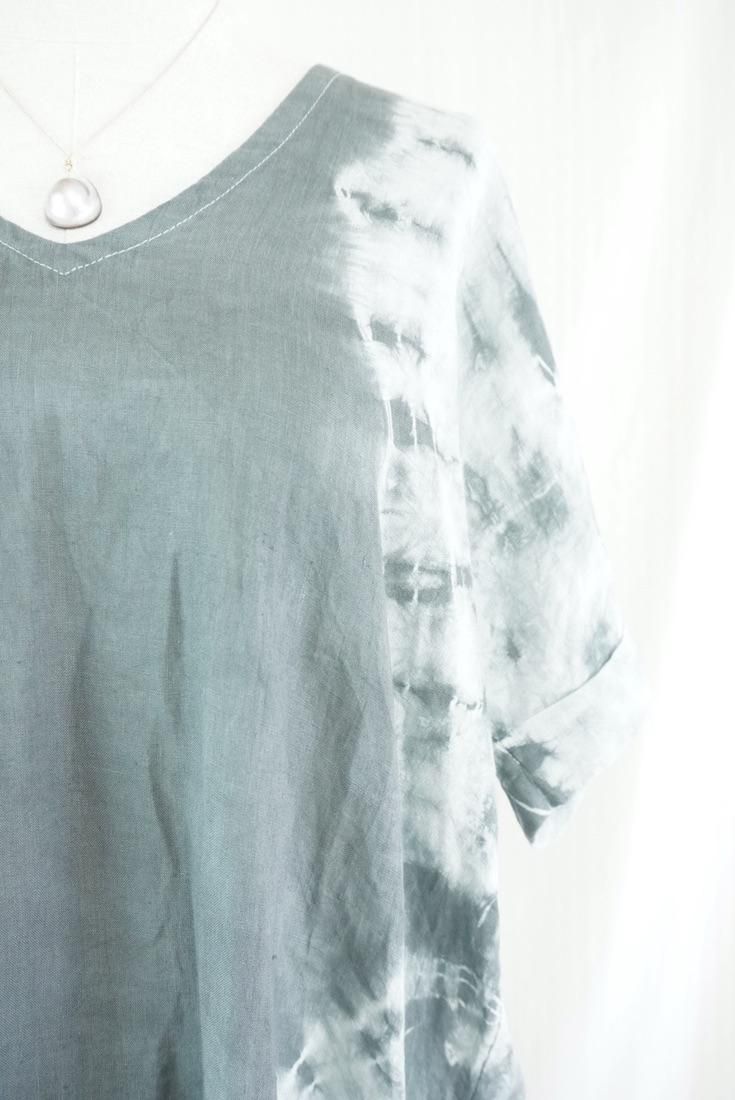 French Linen Short Relax Dress Black