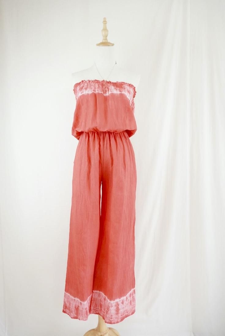 French Linen Bare top all in one Hibiscus