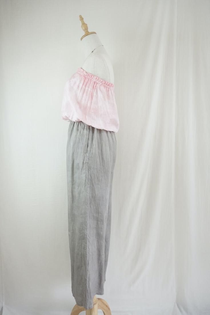 French Linen Bare top all in one Taupe x Peachshell