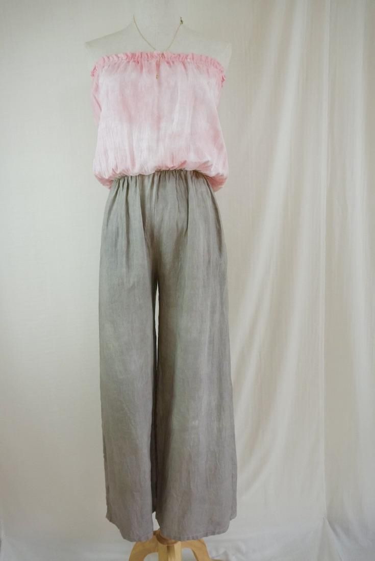 French Linen Bare top all in one Taupe x Peachshell