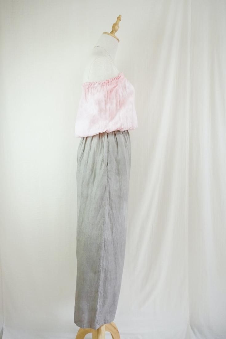 French Linen Bare top all in one Taupe x Peachshell