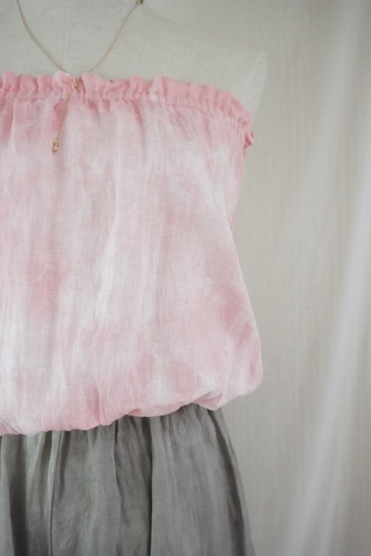 French Linen Bare top all in one Taupe x Peachshell