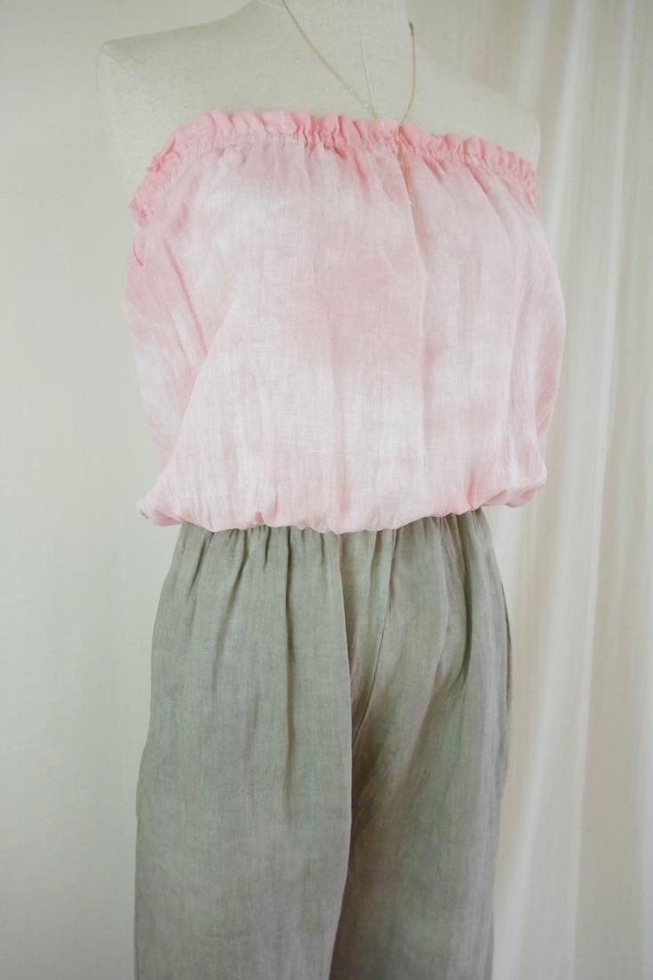 French Linen Bare top all in one Taupe x Peachshell