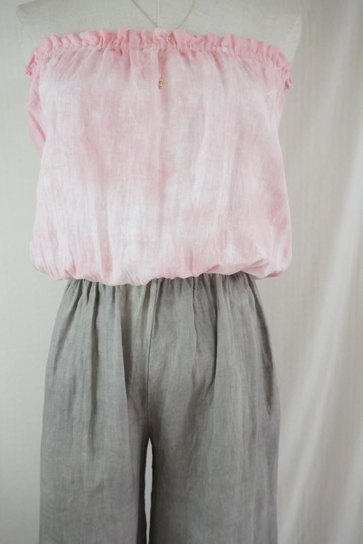 French Linen Bare top all in one Taupe x Peachshell
