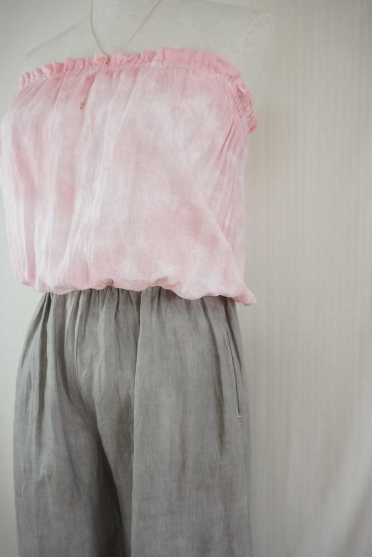 French Linen Bare top all in one Taupe x Peachshell