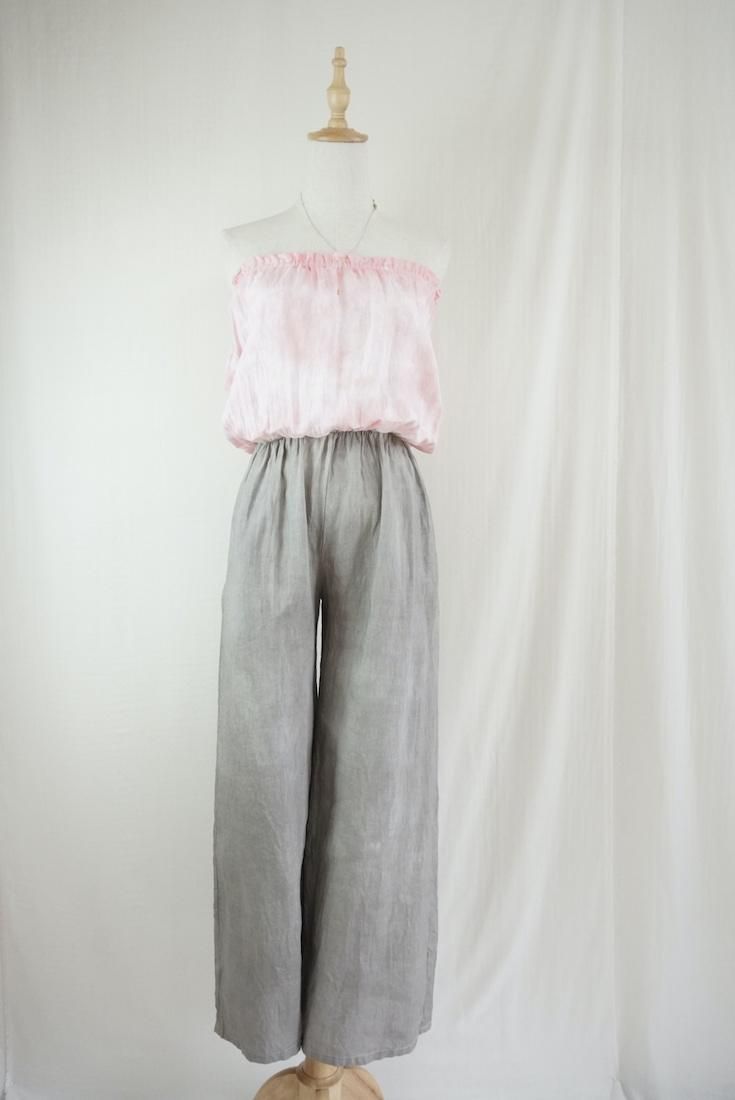 French Linen Bare top all in one Taupe x Peachshell