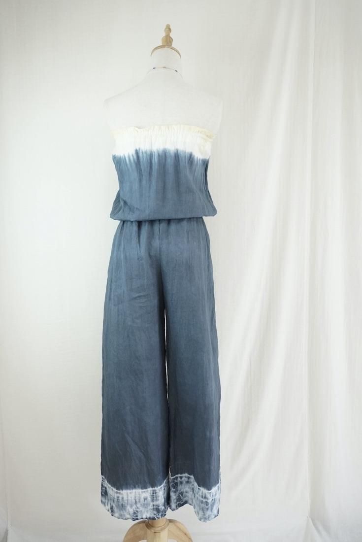 French Linen Bare top all in one Moonlight sea x Custard