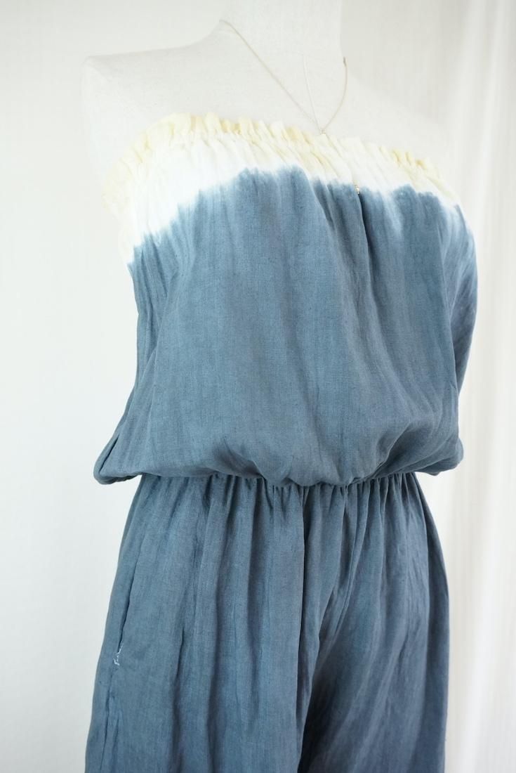 French Linen Bare top all in one Moonlight sea x Custard