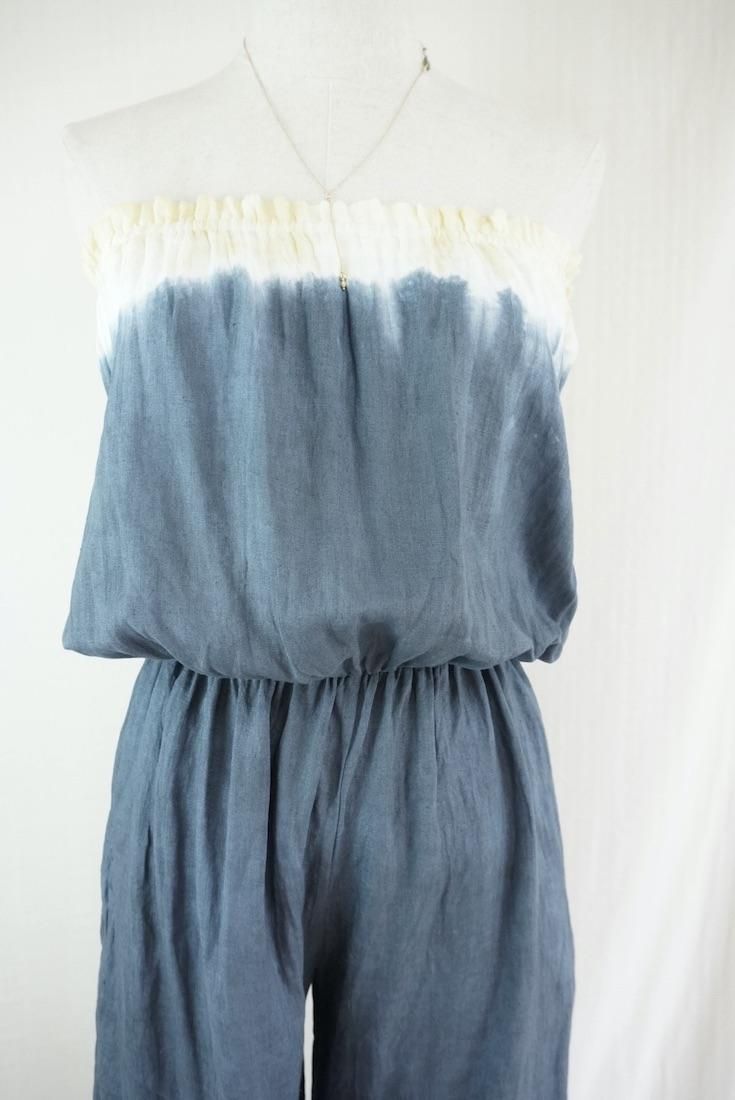 French Linen Bare top all in one Moonlight sea x Custard
