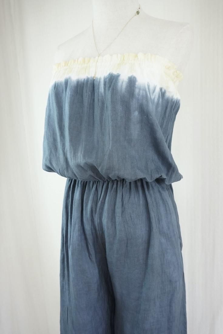 French Linen Bare top all in one Moonlight sea x Custard