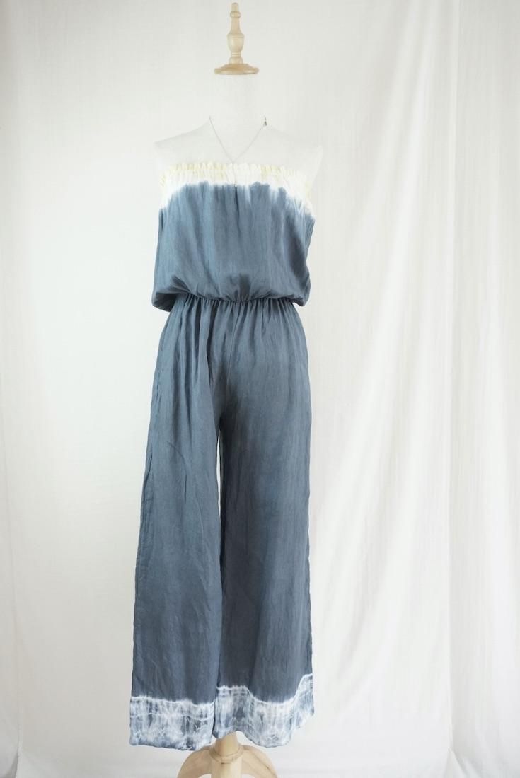 French Linen Bare top all in one Moonlight sea x Custard