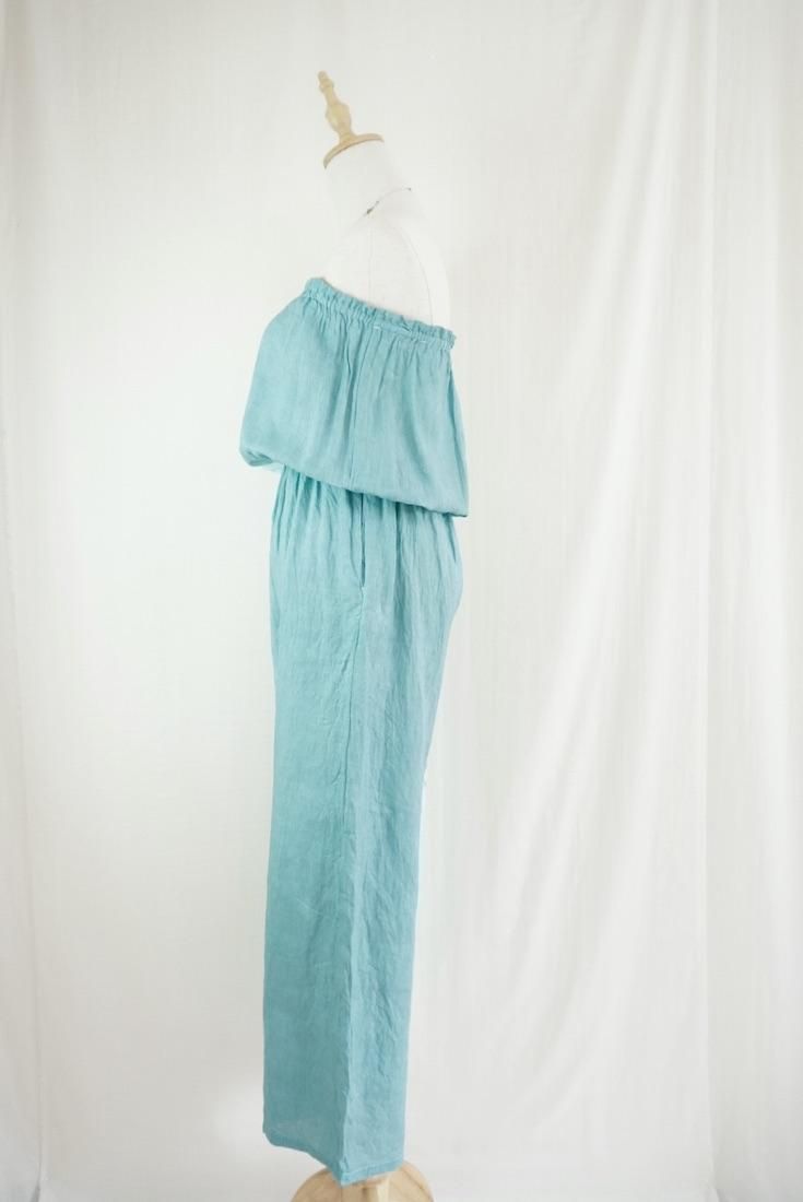 French Linen Bare top all in one Under the sea x Turquoise