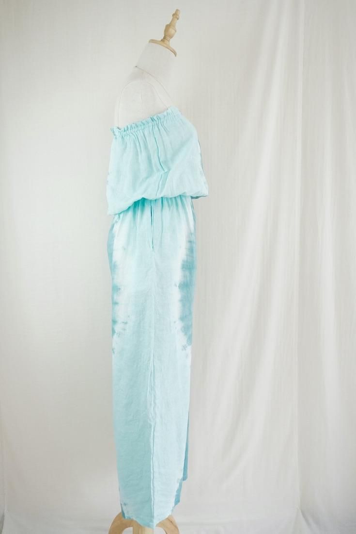 French Linen Bare top all in one Under the sea x Turquoise