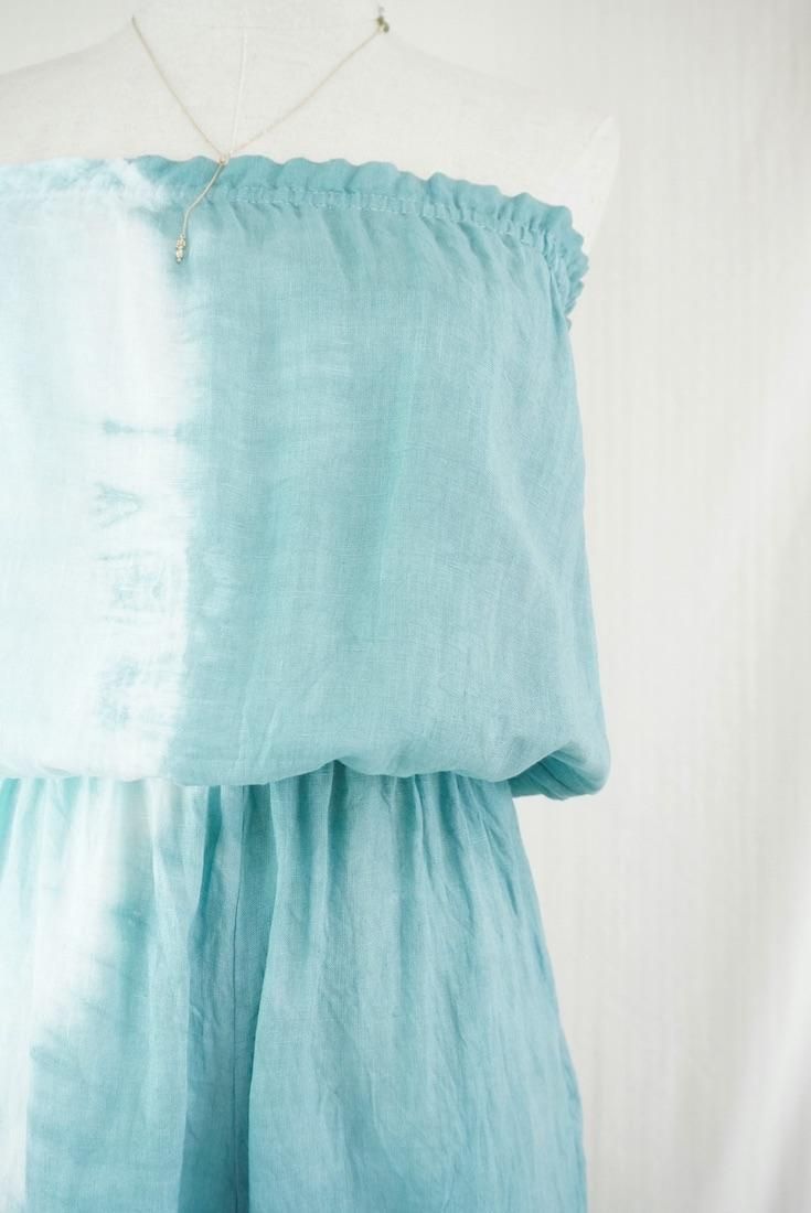 French Linen Bare top all in one Under the sea x Turquoise