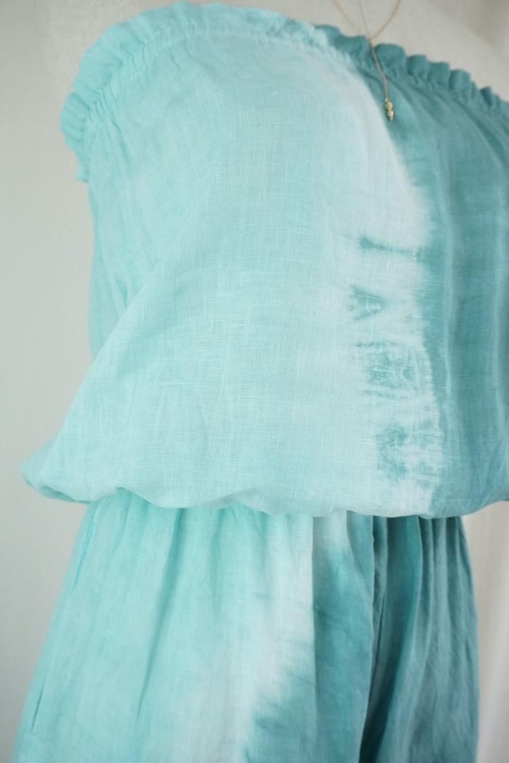 French Linen Bare top all in one Under the sea x Turquoise