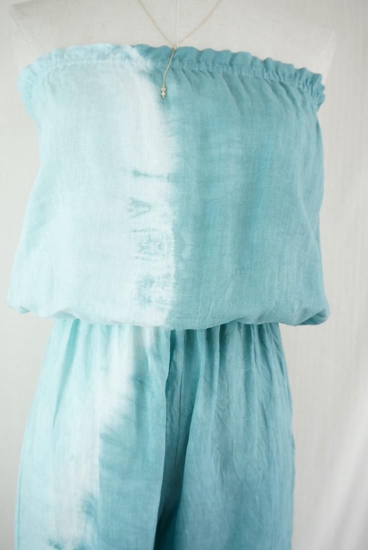 French Linen Bare top all in one Under the sea x Turquoise