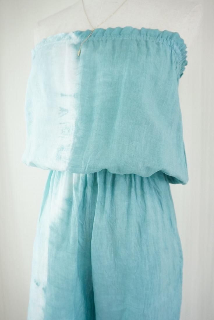 French Linen Bare top all in one Under the sea x Turquoise