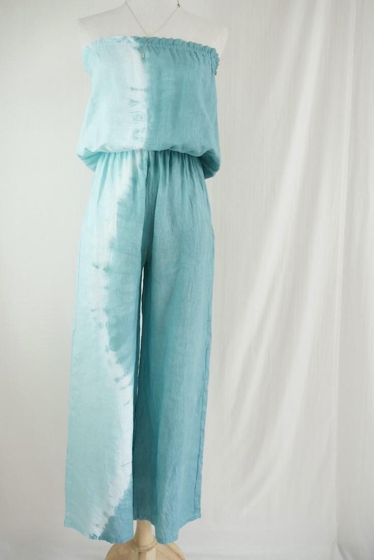 French Linen Bare top all in one Under the sea x Turquoise