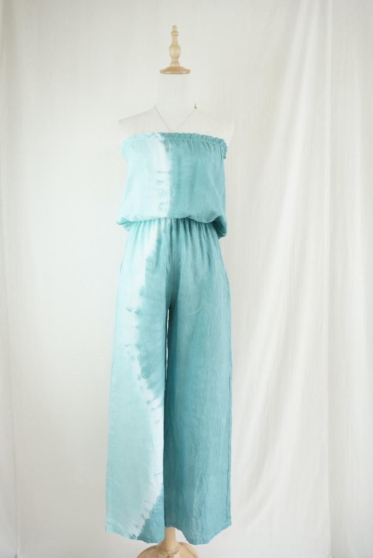 French Linen Bare top all in one Under the sea x Turquoise