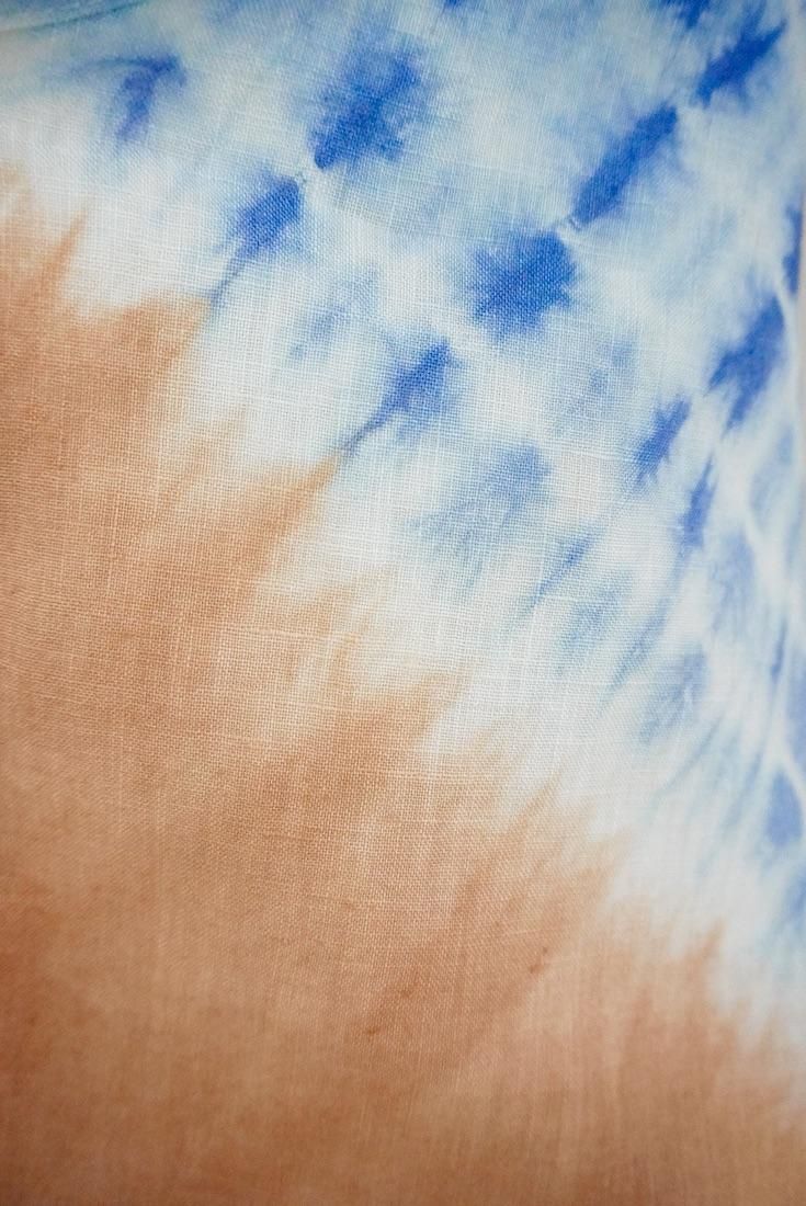 French Linen  Short Rompers  Terracotta x Deepblue
