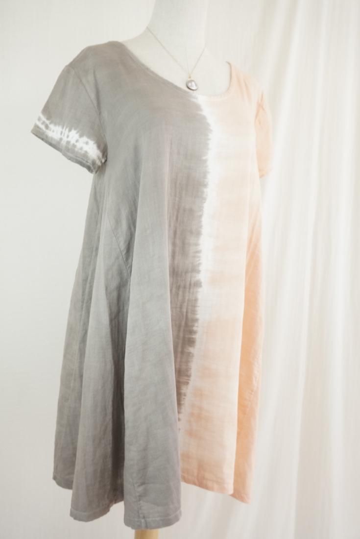 W-gauze A line OP  Taupe x Apricot 