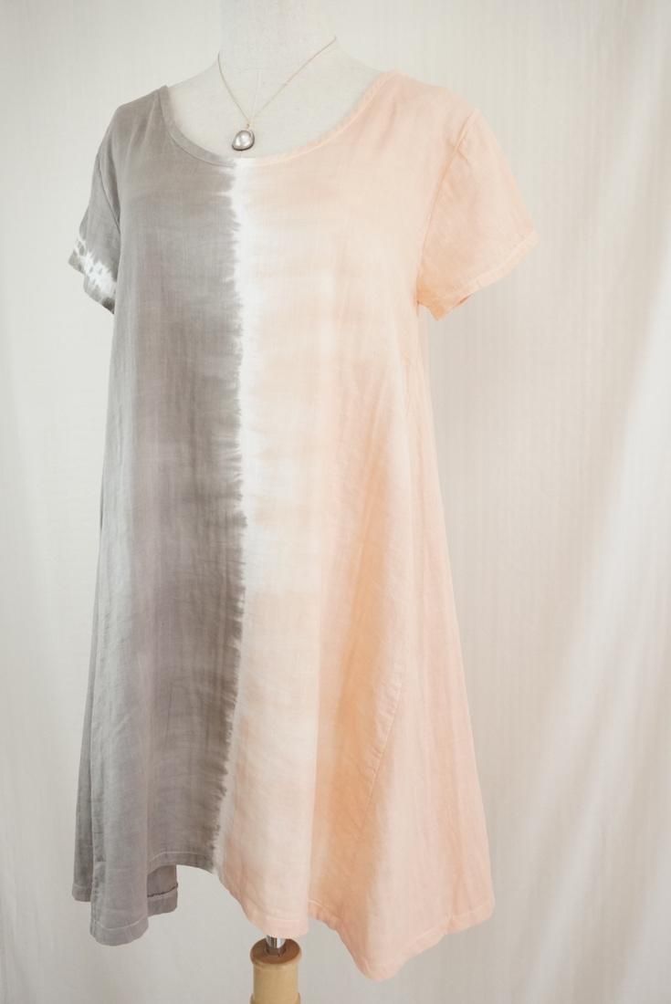 W-gauze A line OP  Taupe x Apricot 