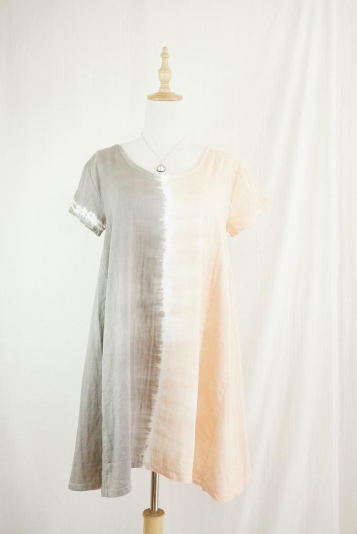 W-gauze A line OP  Taupe x Apricot 
