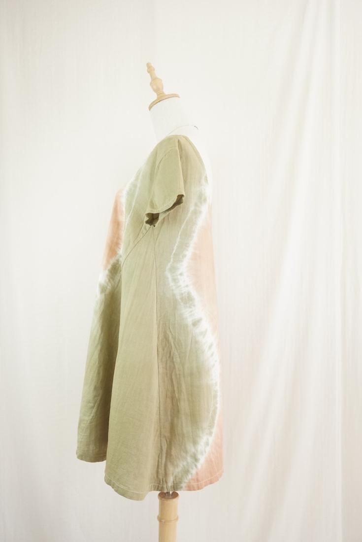 W-gauze A line OP  Terracotta x Khaki