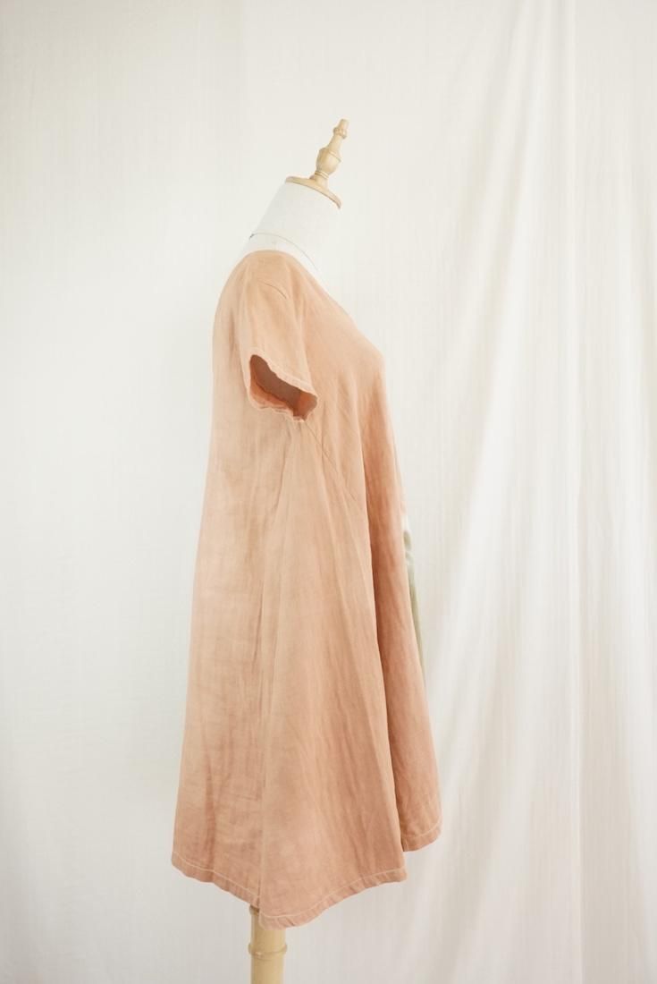 W-gauze A line OP  Terracotta x Khaki