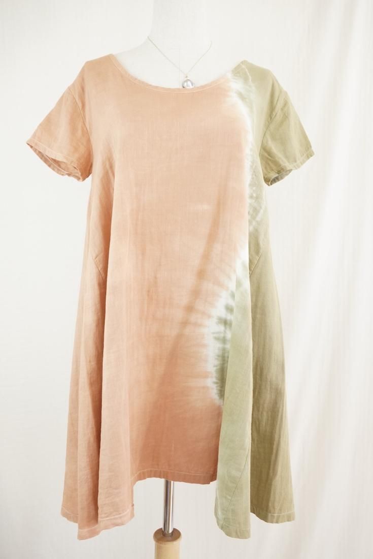W-gauze A line OP  Terracotta x Khaki