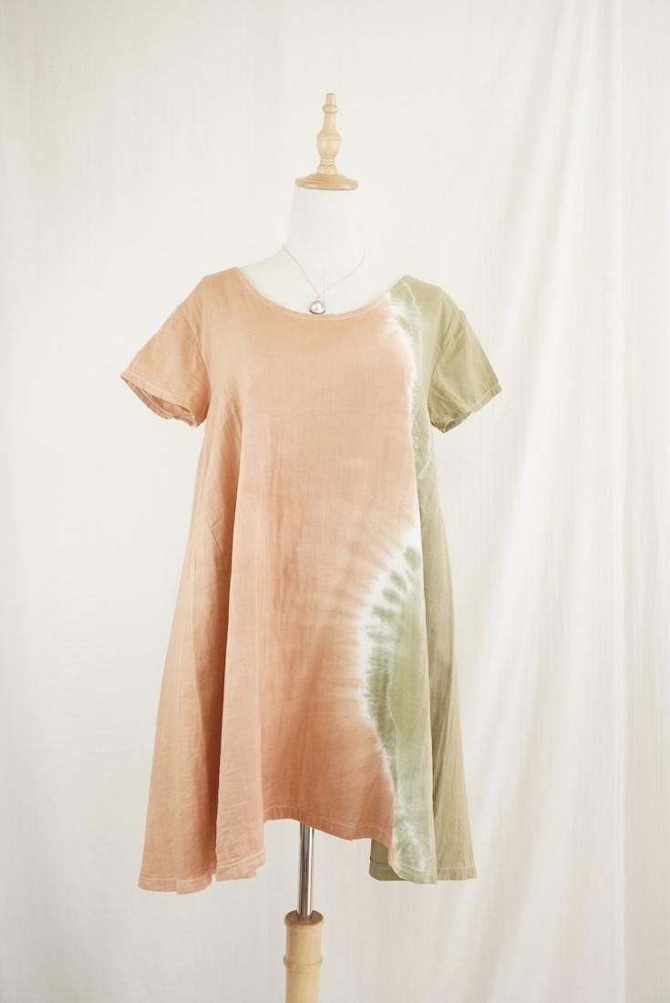 W-gauze A line OP  Terracotta x Khaki