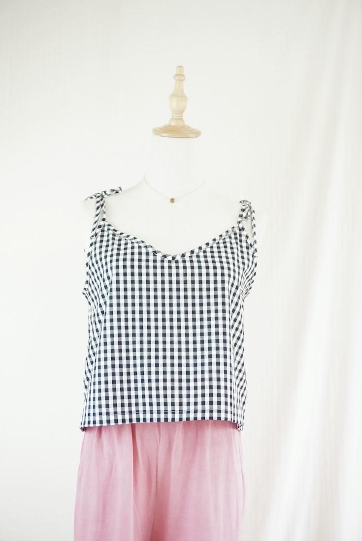 Gingham check  Ribbon Camisole