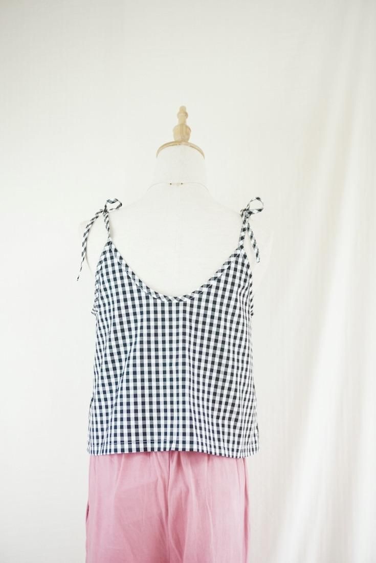Gingham check  Ribbon Camisole