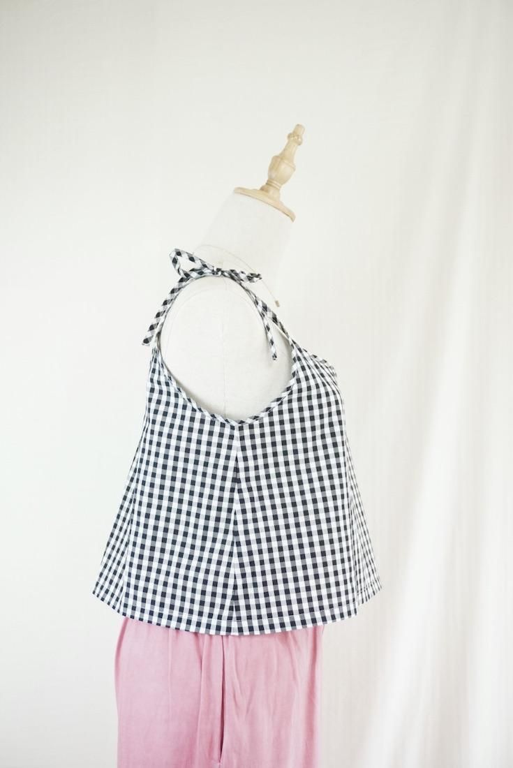 Gingham check  Ribbon Camisole