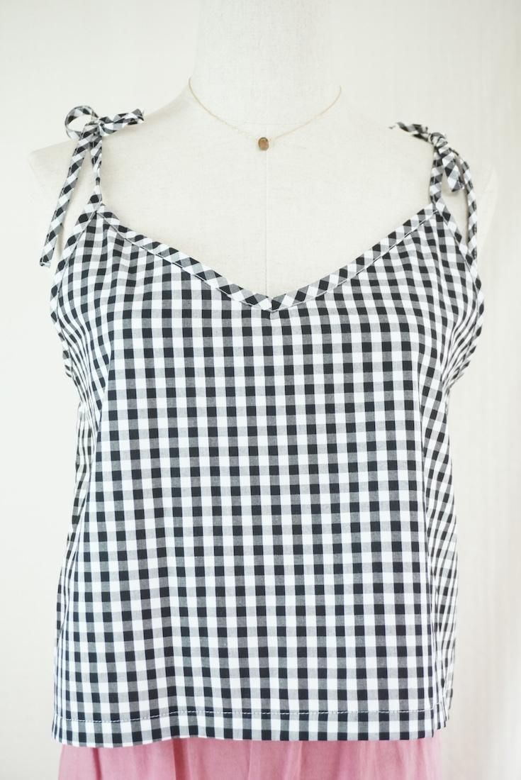 Gingham check  Ribbon Camisole
