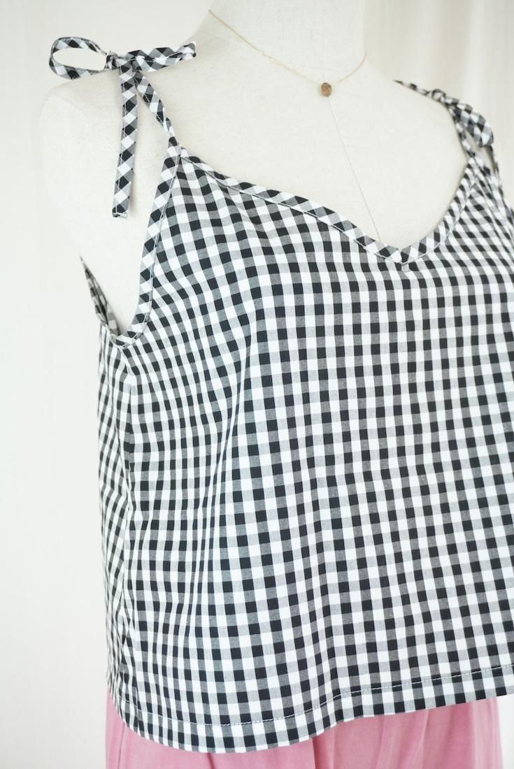 Gingham check  Ribbon Camisole