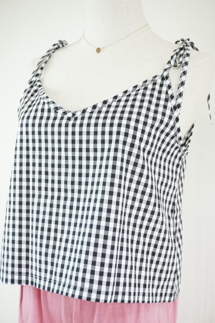 Gingham check  Ribbon Camisole