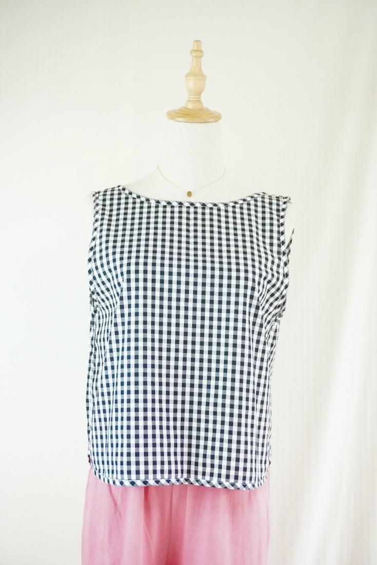 Gingham check Back Open Tank 